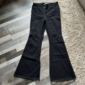 Ultra high rise black Kancan flare jean!